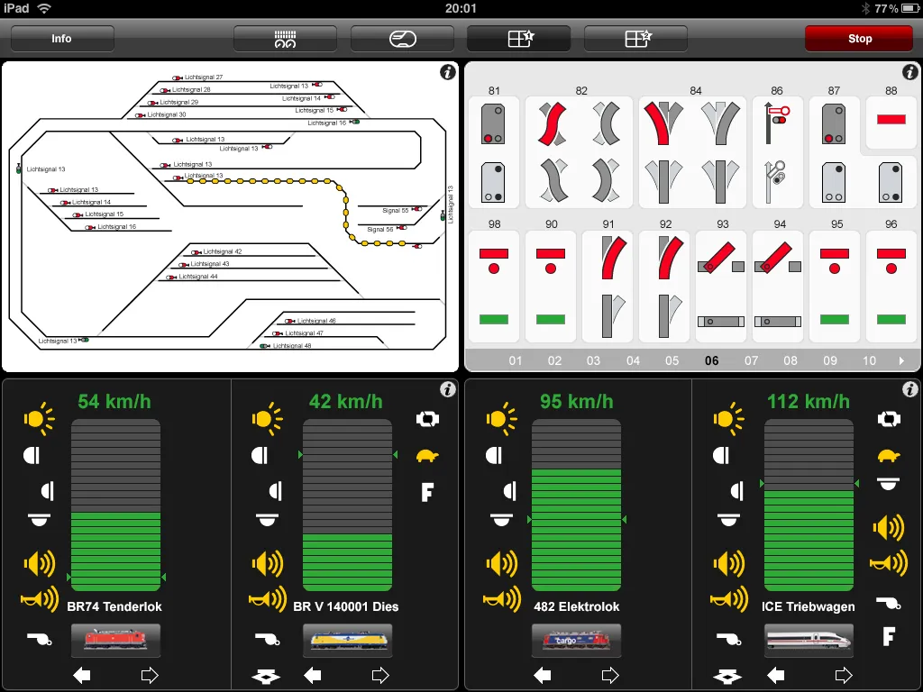 maerklin tablet ipad app weichen stellen keybord fahrpult fahrstufen gleisbild